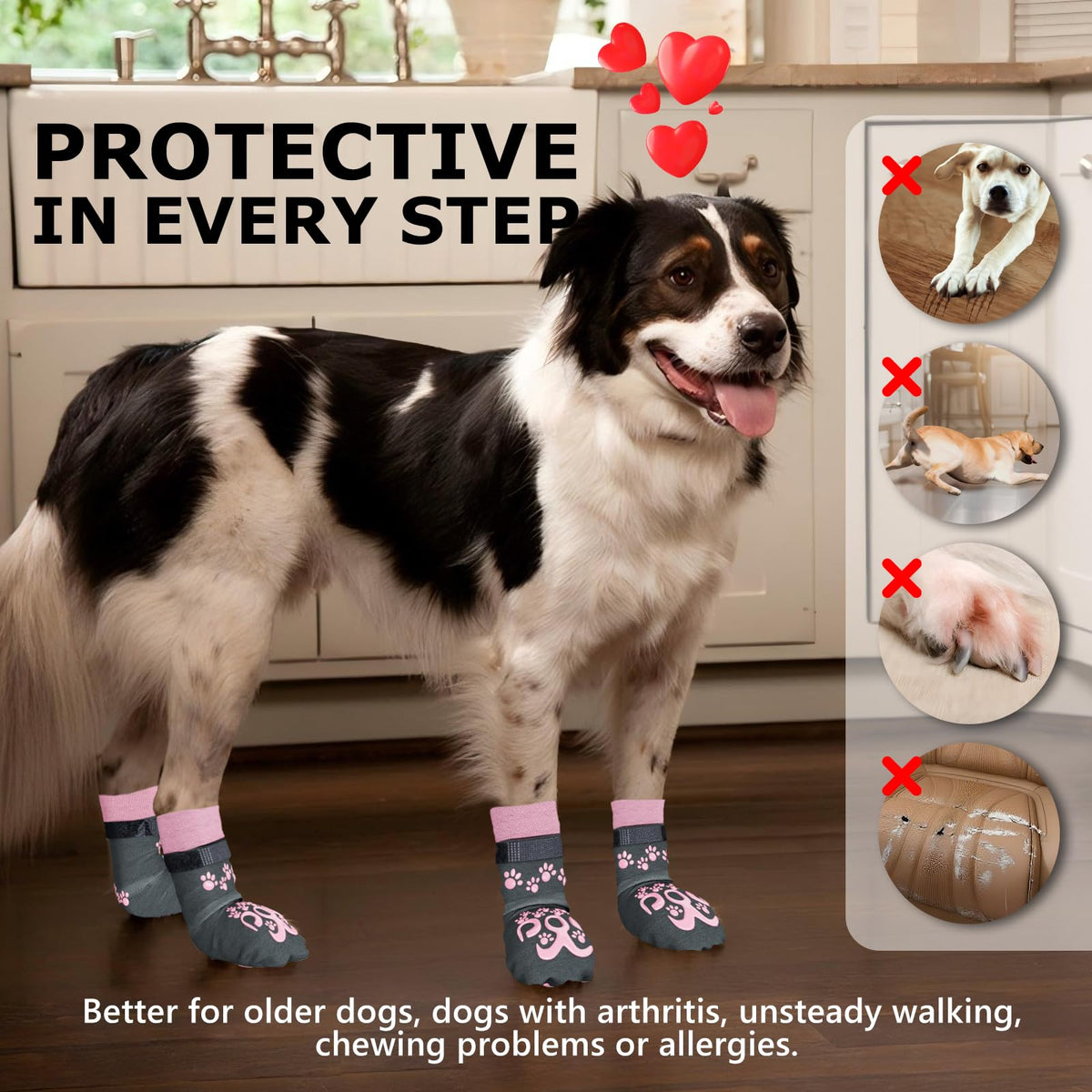 ROUWINNE Paw Hoof Protector in XS(Pack of 4), Dark Grey and Pink