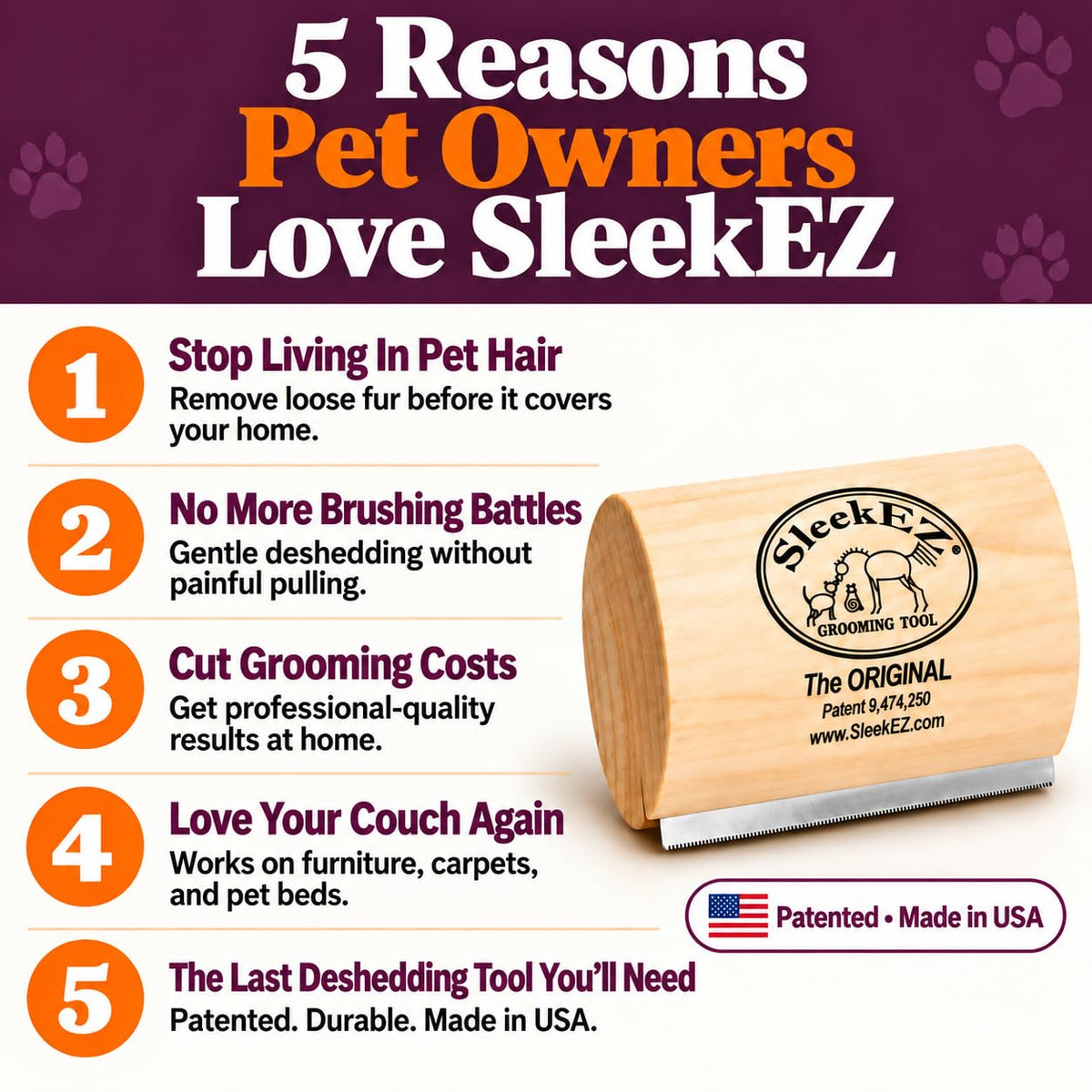 SleekEZ Hair Brush in 5 Inch, Multi-colored