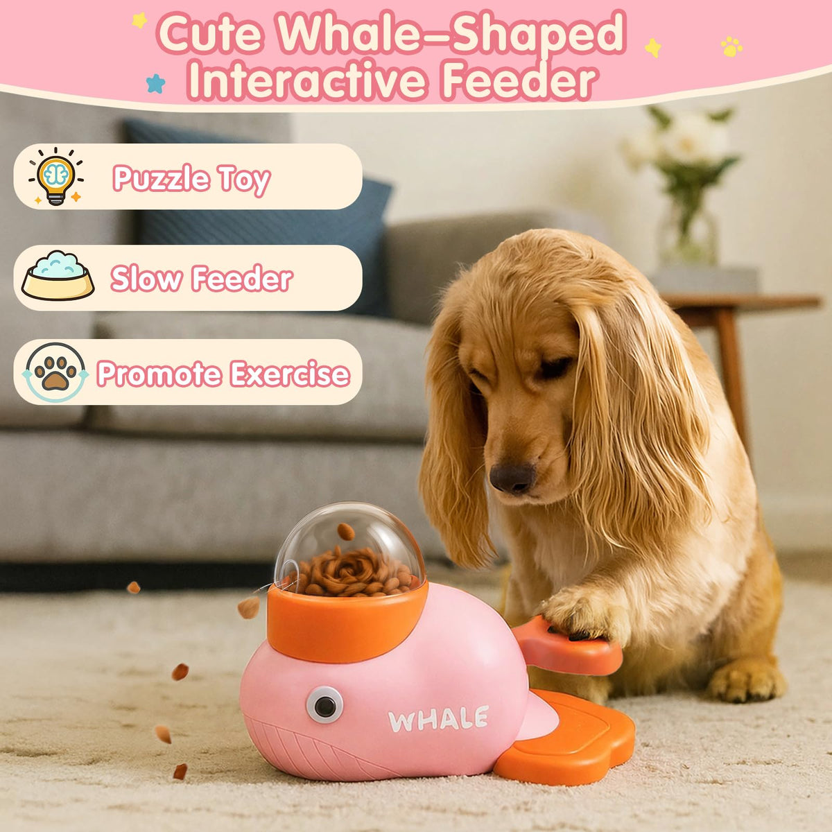 Star&Mi Pet Feeder in Whale-Pink