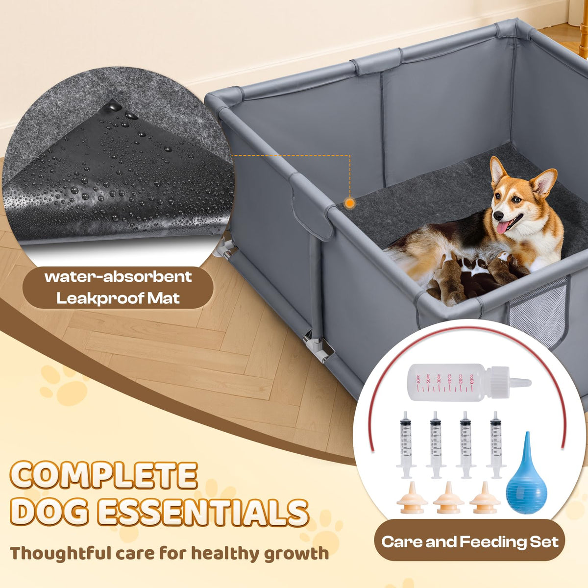 Pawtenda Pet Playpen in gray
