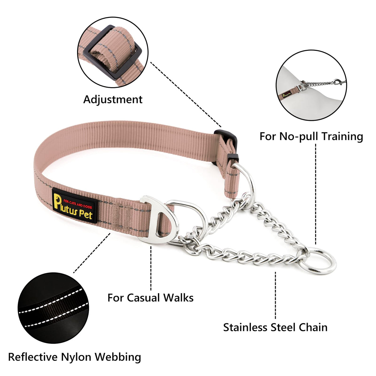 PLUTUS PET Animal Collar in Small, Beige