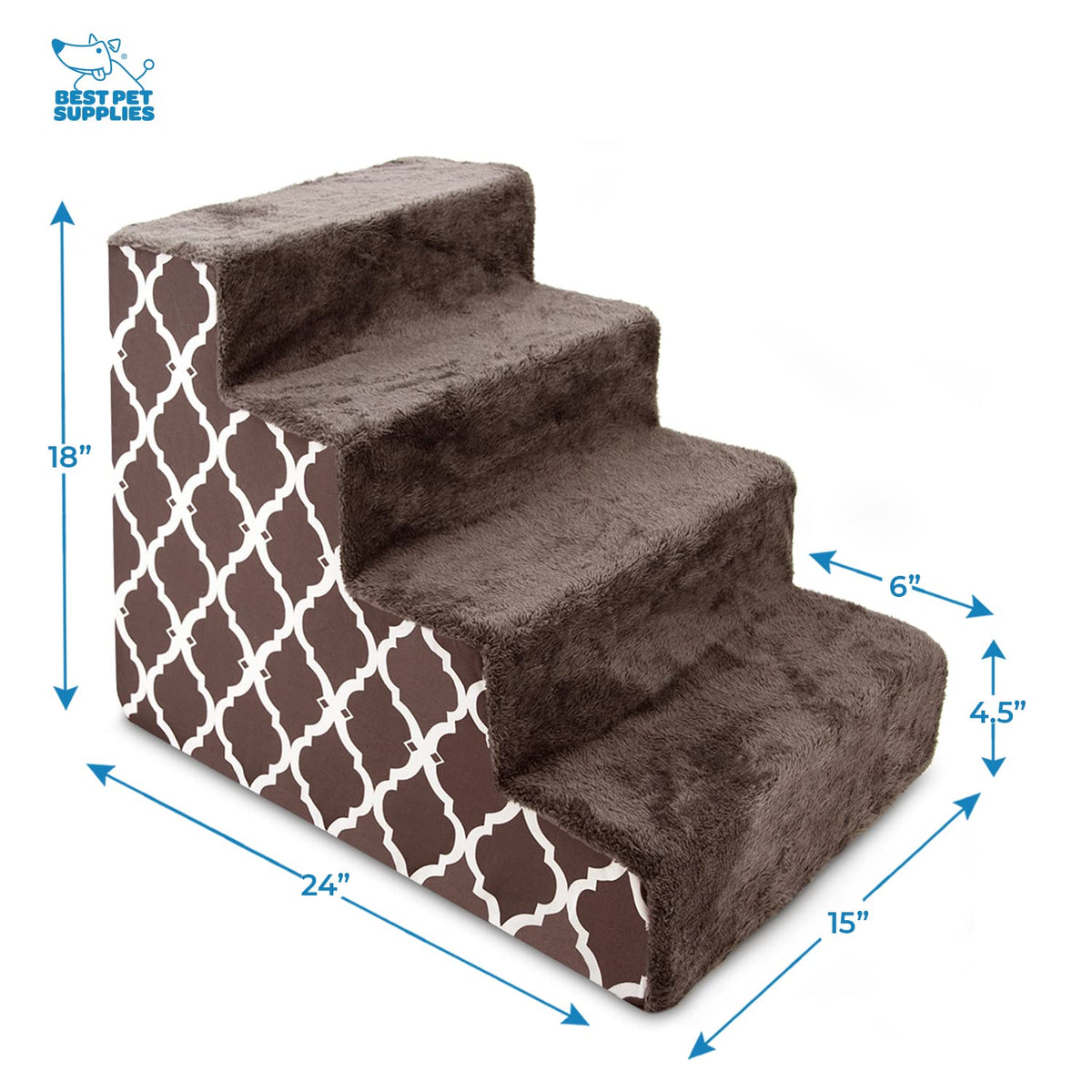 Best Pet Supplies Animal Stair in H: 18 Inches, Brown Lattice Print