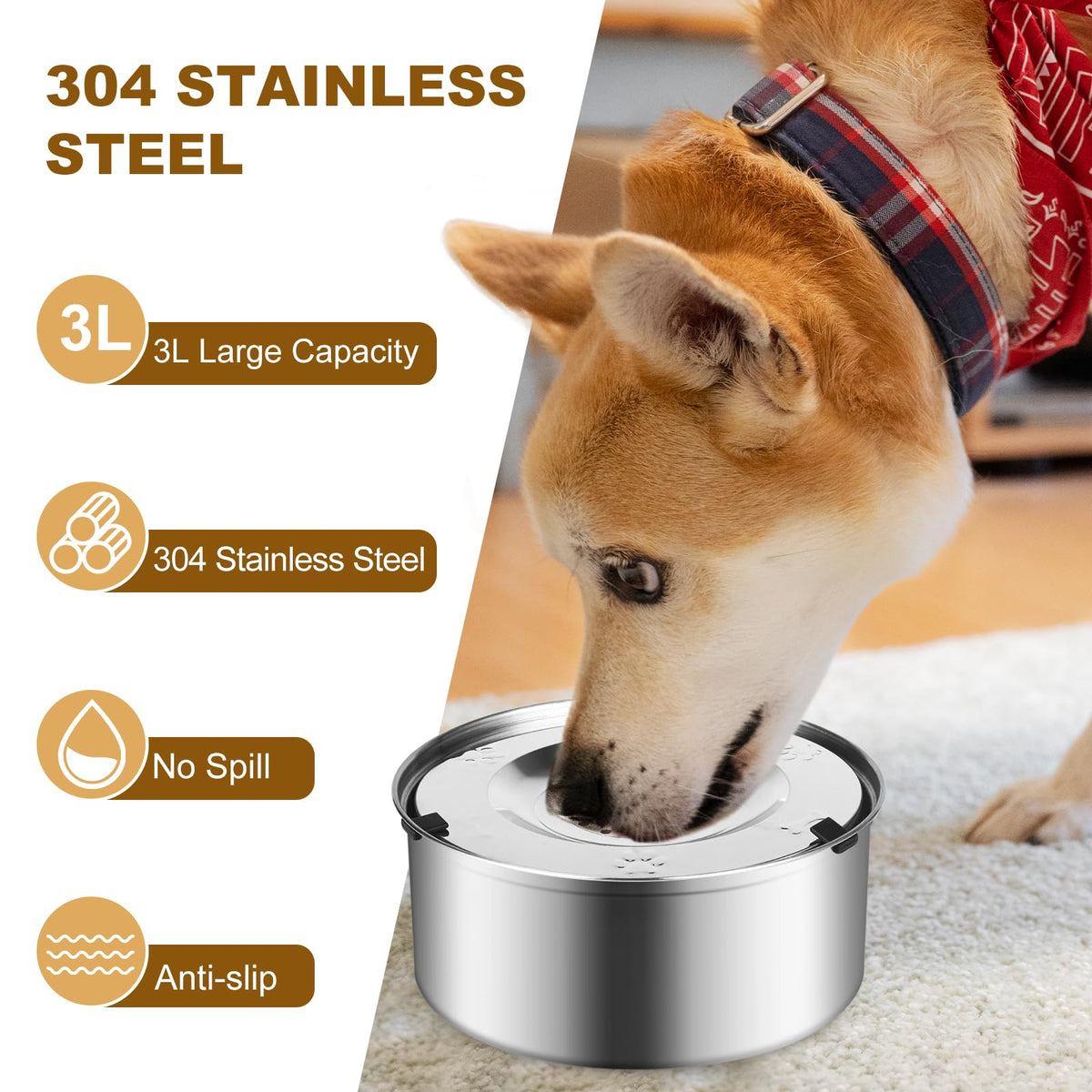 LQPBDFDC Animal Water Dispenser in Round, silver