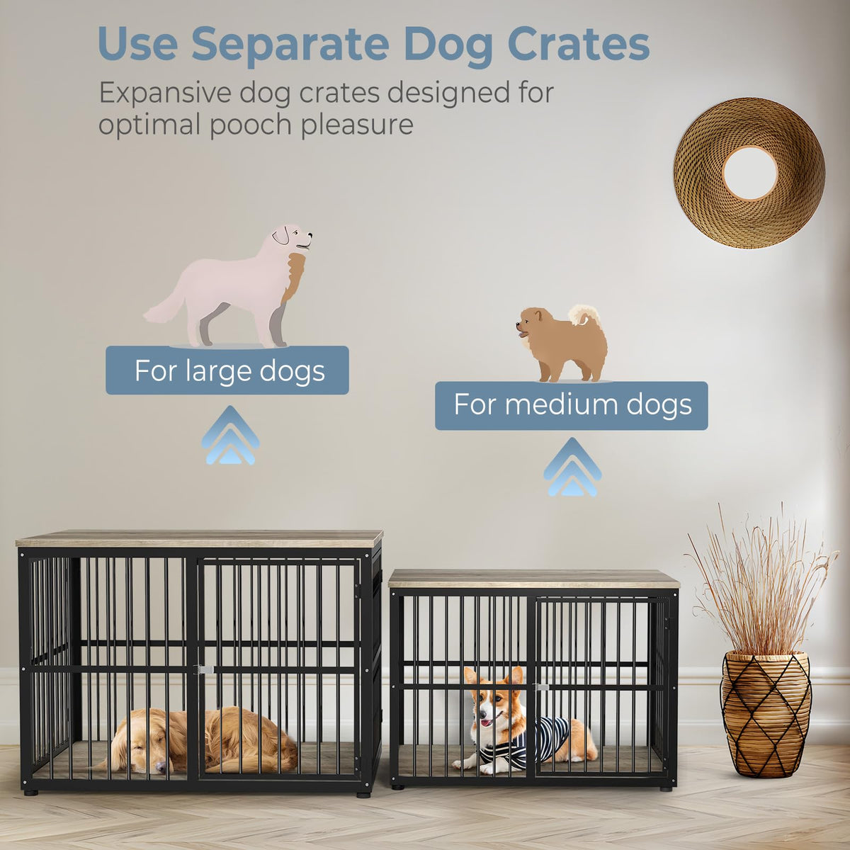 Lyromix Animal Cage in 43.3"L x 29.9"W x 33.1"H, Ancient gray