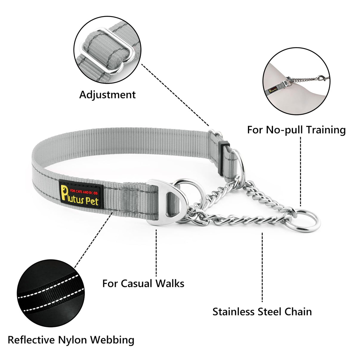 PLUTUS PET Animal Collar in Small, Gray