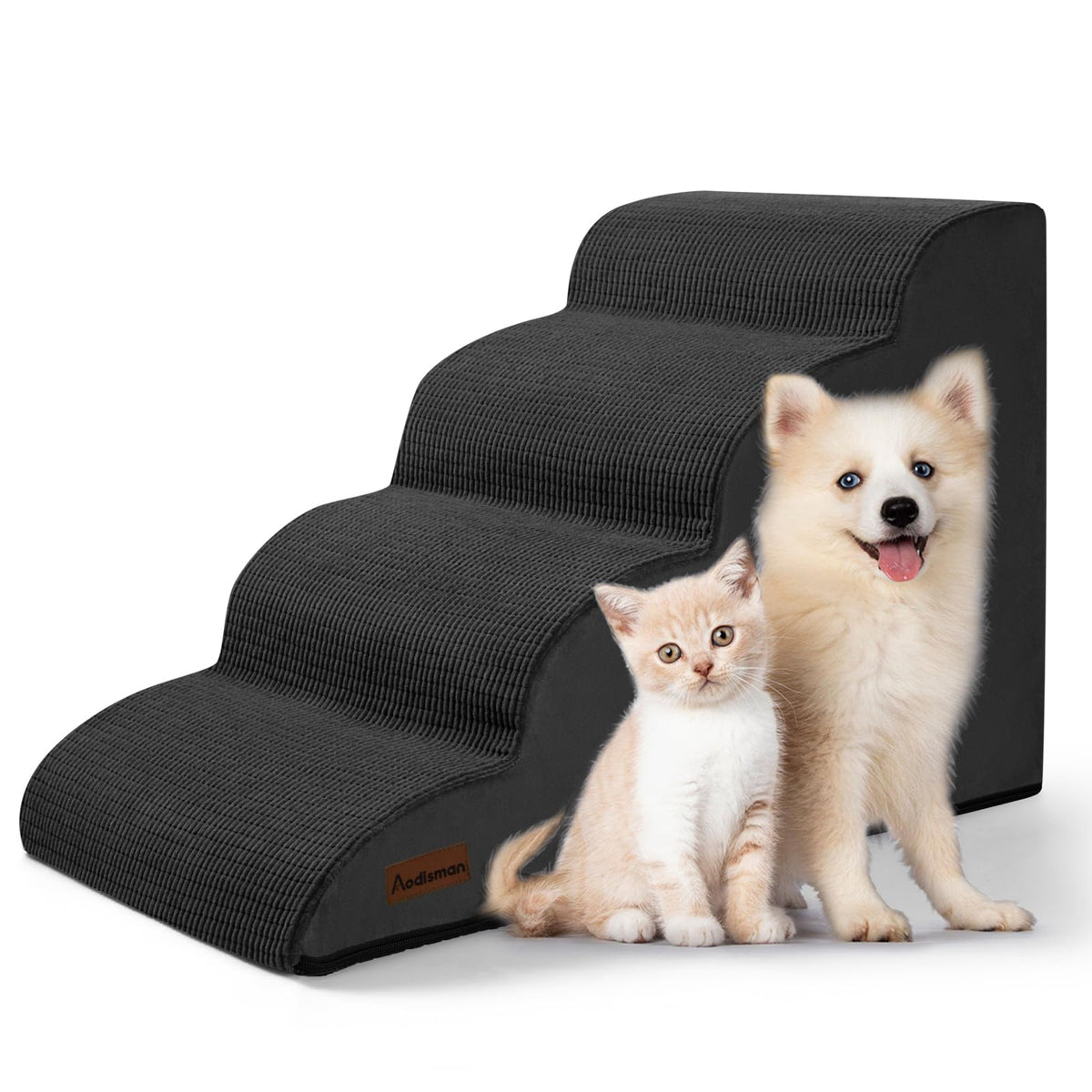 aodisman Animal Stair in Standard 4-Step 17.4"H, Black