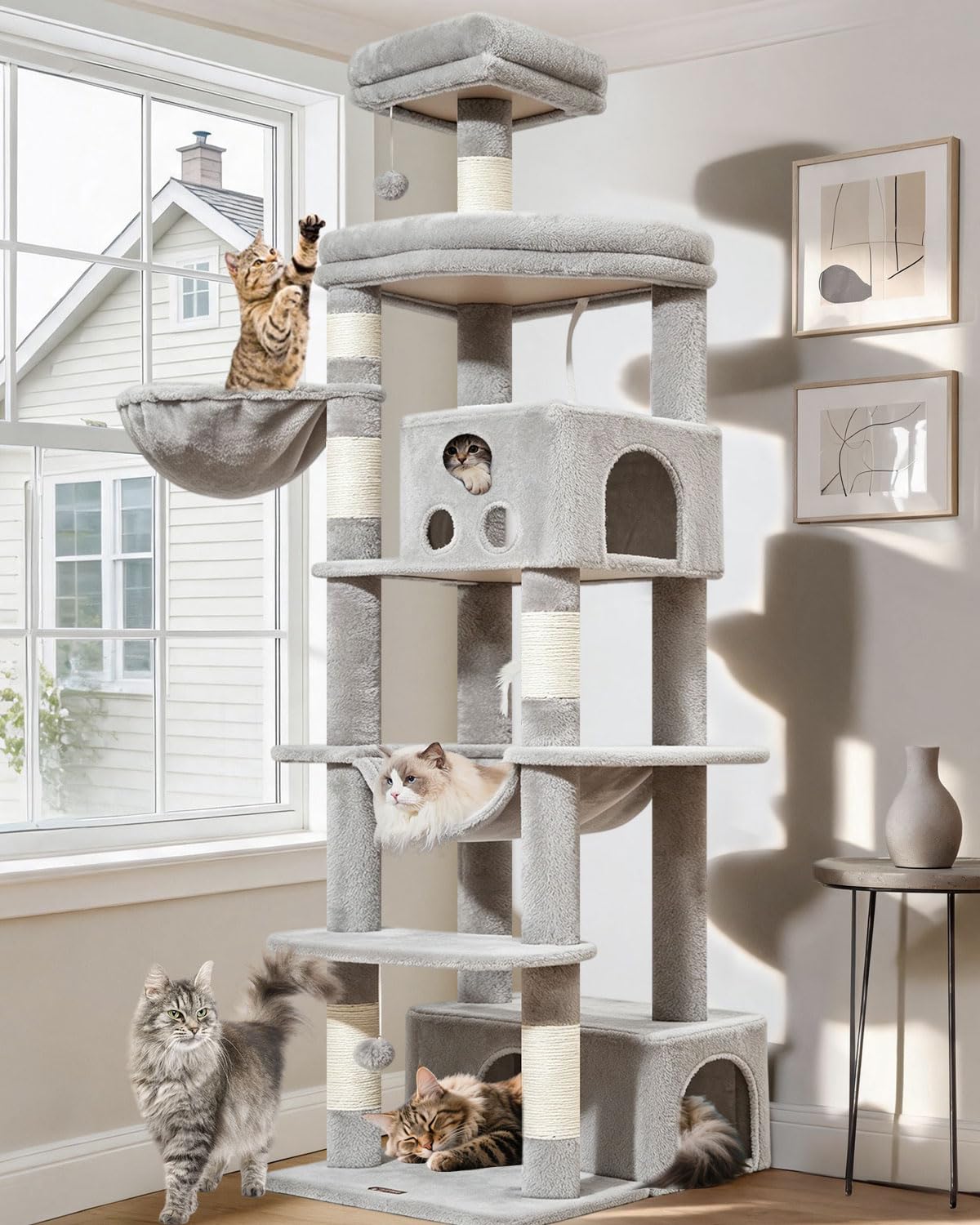 Taoqimiao Pet Activity Structure in 79 inch, Light Gray