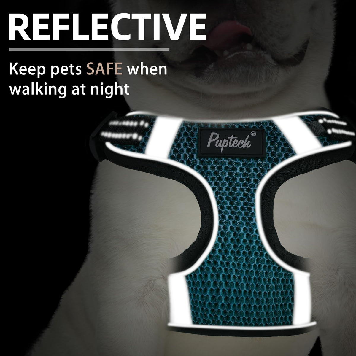 PUPTECK Animal Harness in S (13-17lbs, Chest 15"-18"), #1 Blue(Breathable Mesh)