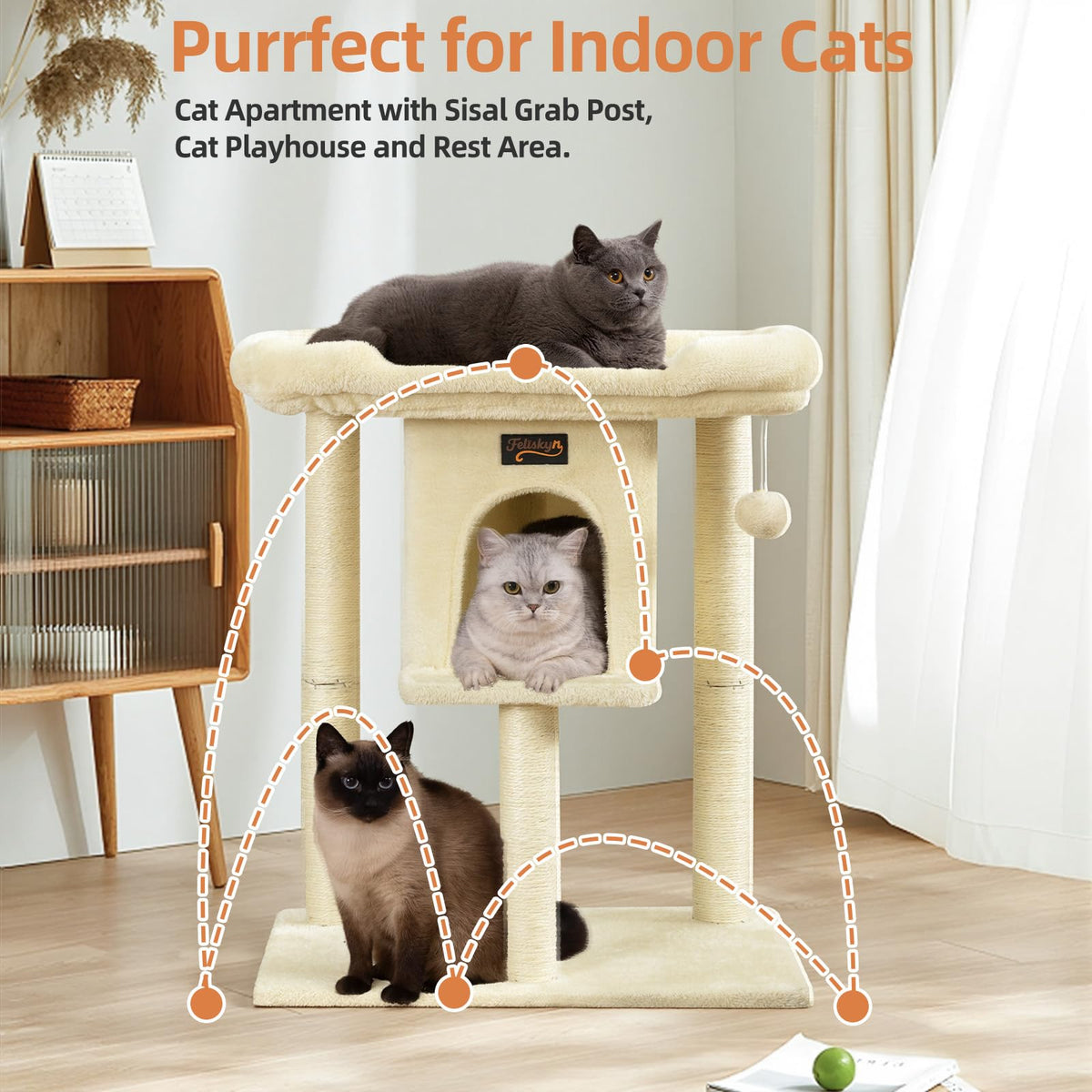 Feliskyn Pet Activity Structure in 28 Inches, Beige