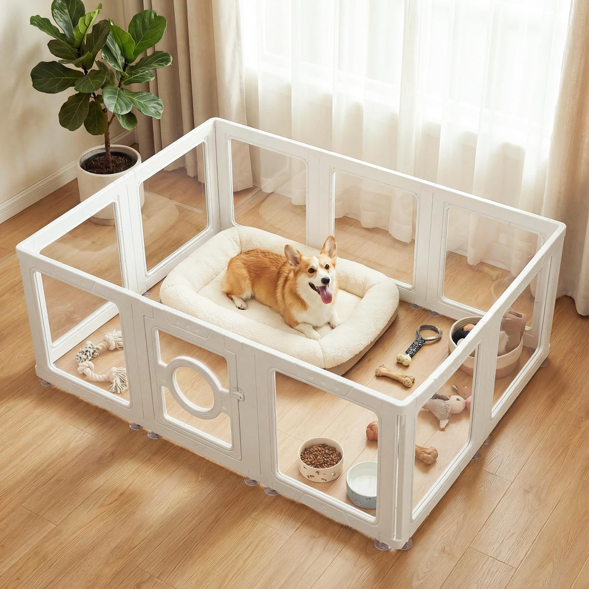 JEKO&JEKO Pet Playpen in Medium, White
