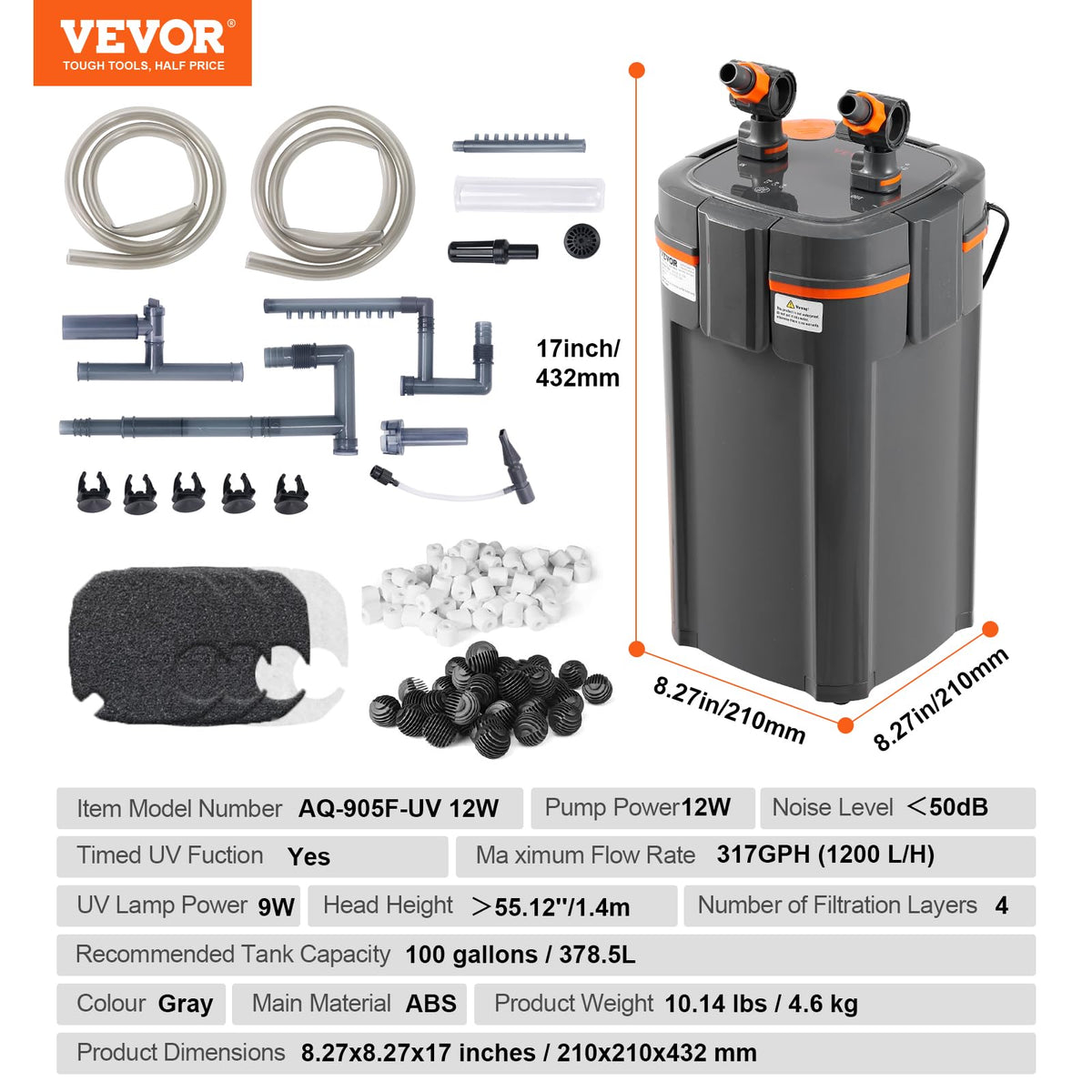 VEVOR Water Pump in 317GPH-UV, Gray