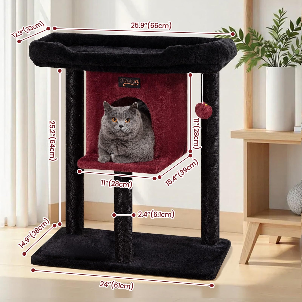 Feliskyn Pet Activity Structure in 28 Inches, Black