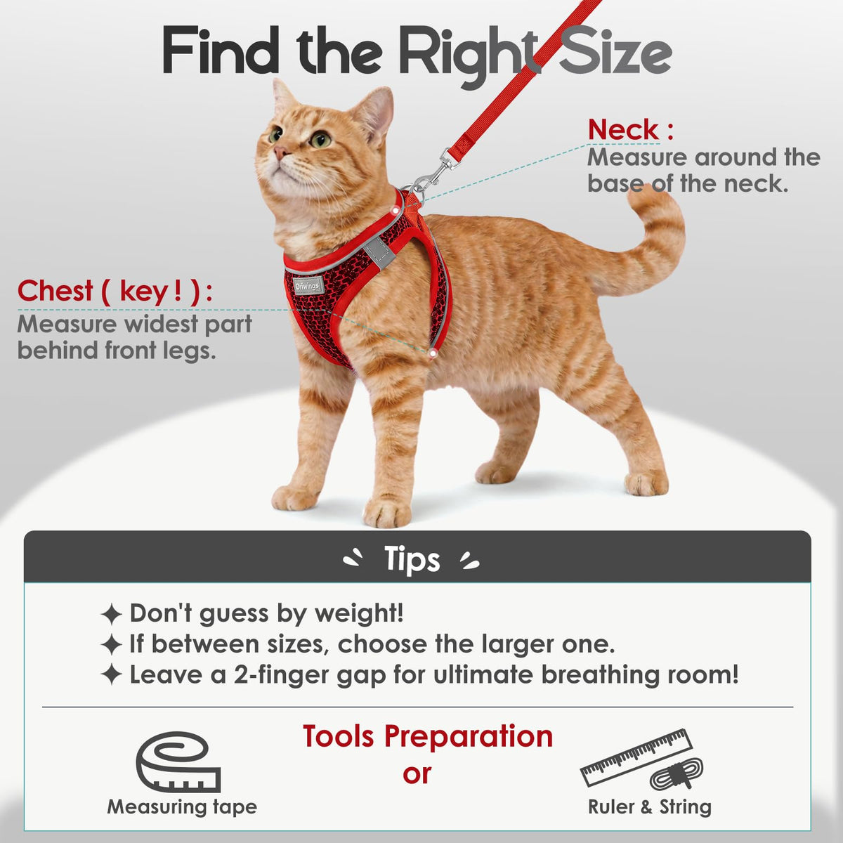 Oriwings Animal Harness in XXS, Red