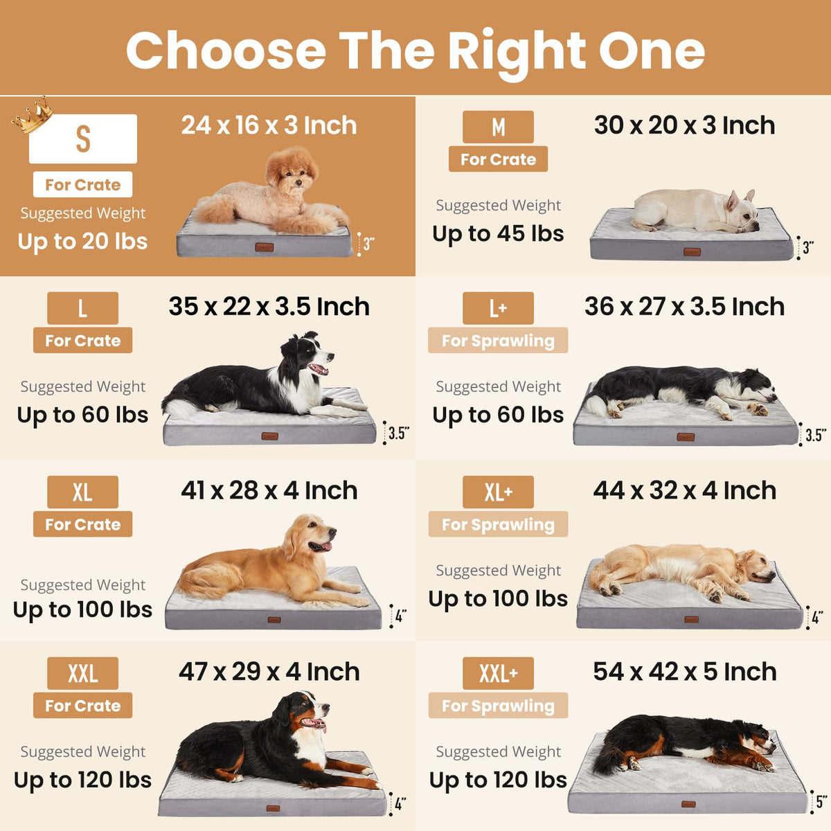 OhGeni Pet Bed Mat in 24"x 16"x 3” (For Sprawling), 01-Gray