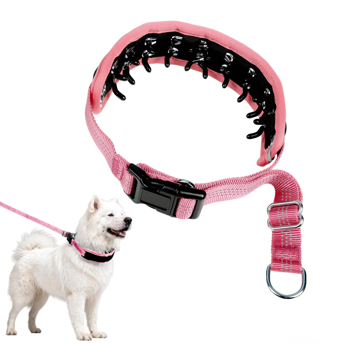 NozlaID Animal Collar in XL(23"-28"), Pink