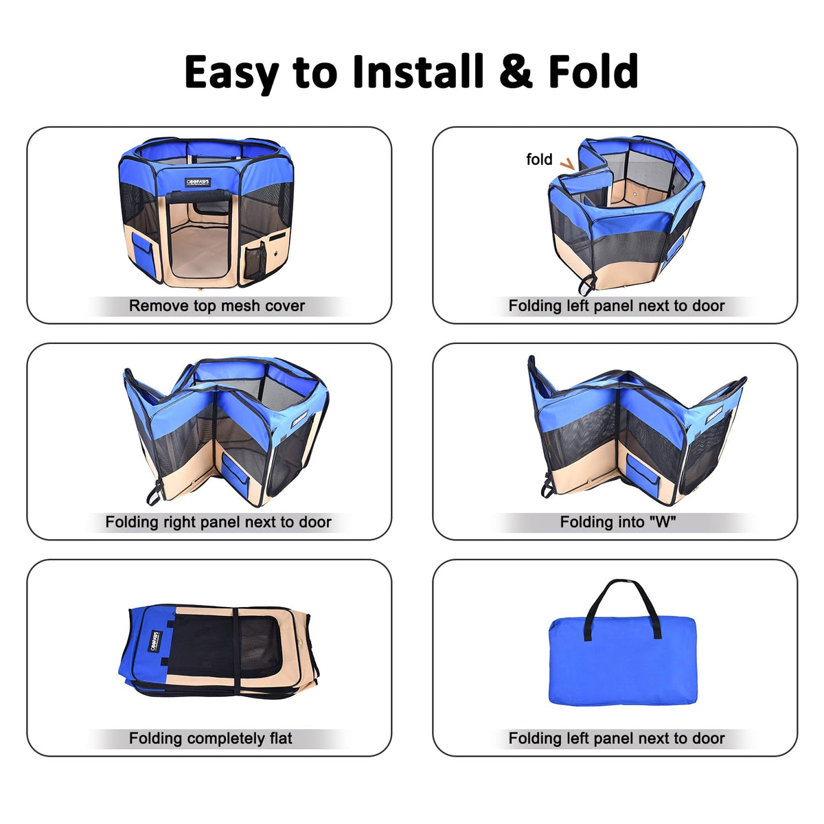 JESPET Pet Playpen in 36x36x24 Inch (Pack of 1), Blue