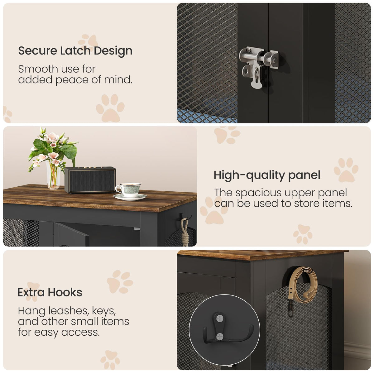 CHOEZON Animal Cage in 30.1"L x 13.2"W x 23.8"H, Black and Walnut