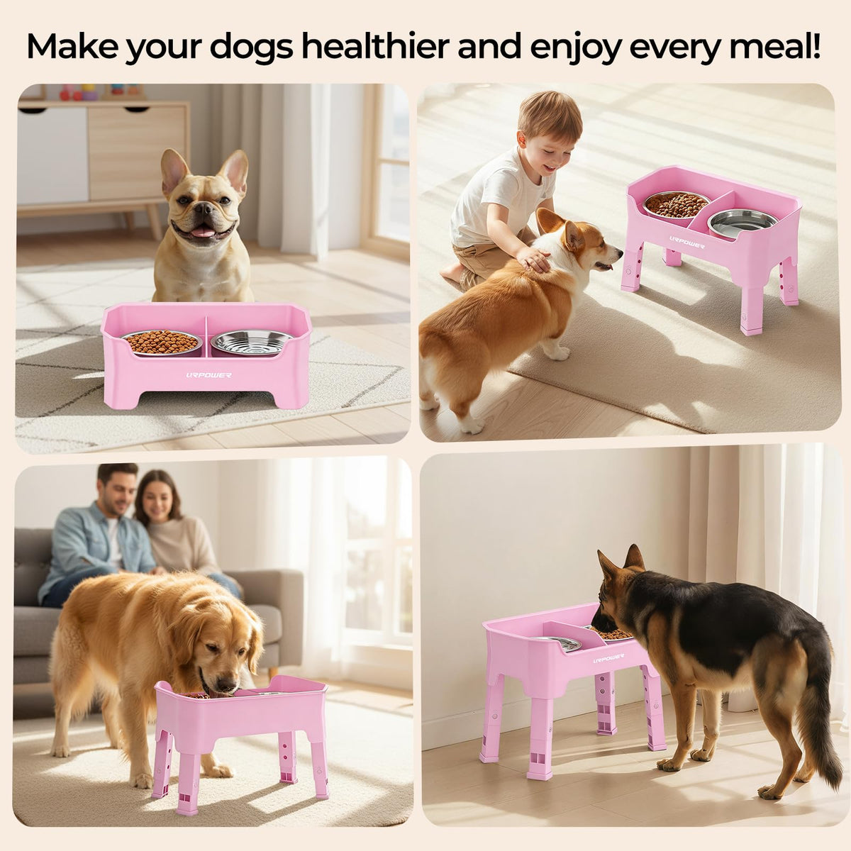 URPOWER Pet Feeder in Medium, Pink