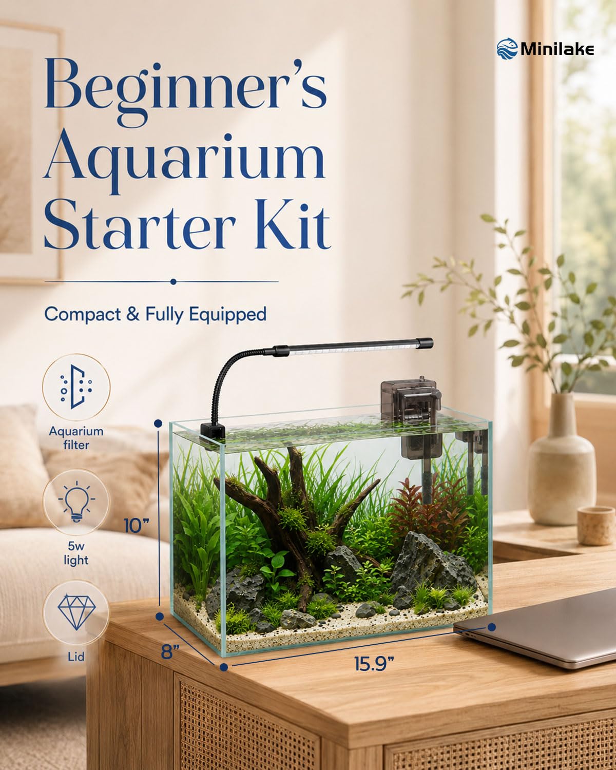 minilake Vivarium in 5 Gallon, Transparent