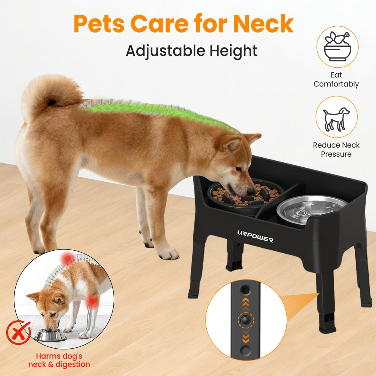 URPOWER Pet Feeder in Small, Black