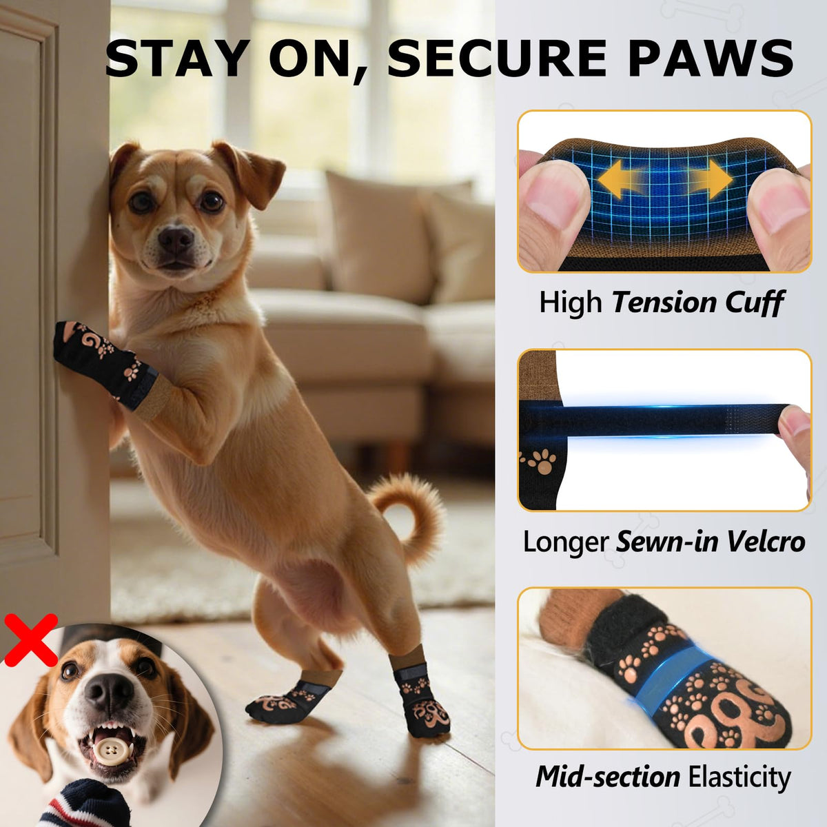 ROUWINNE Paw Hoof Protector in XS(Pack of 4), Black and Caramel