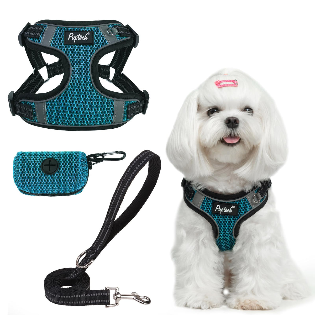 PUPTECK Animal Harness in S (13-17lbs, Chest 15"-18"), #1 Blue(Breathable Mesh)