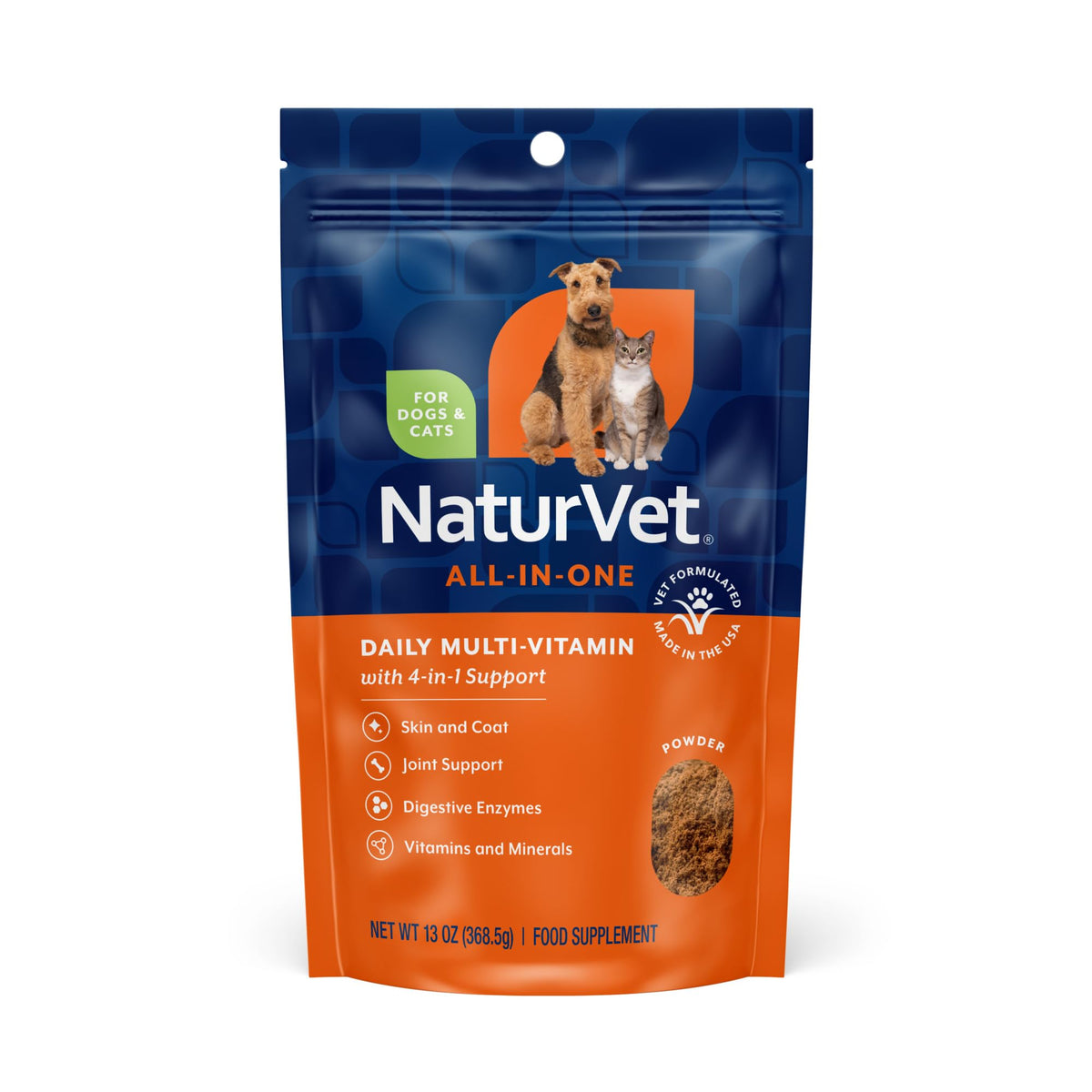 NaturVet Animal Vitamin in 13 Oz Powder, No Color