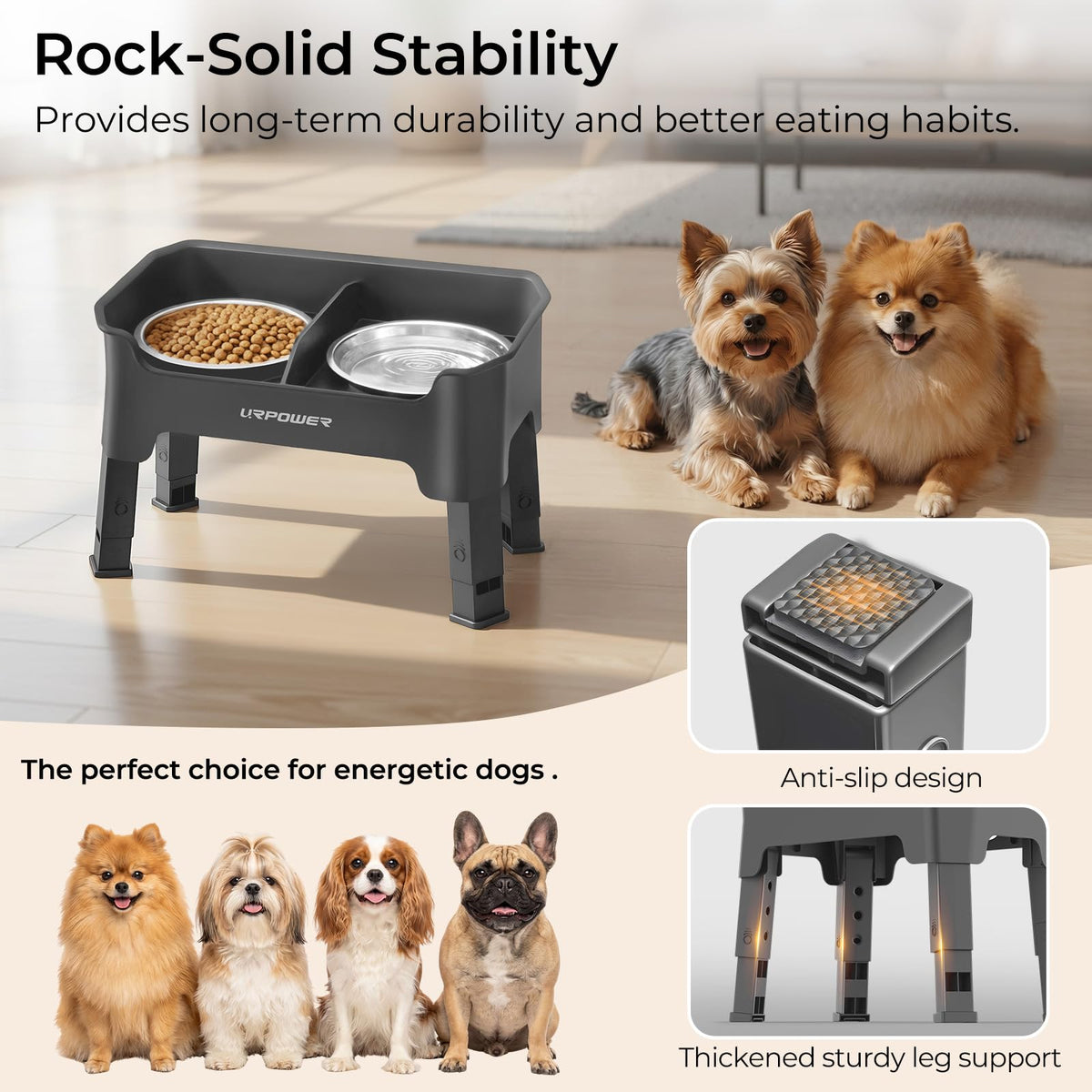 URPOWER Pet Feeder in Small, Grey