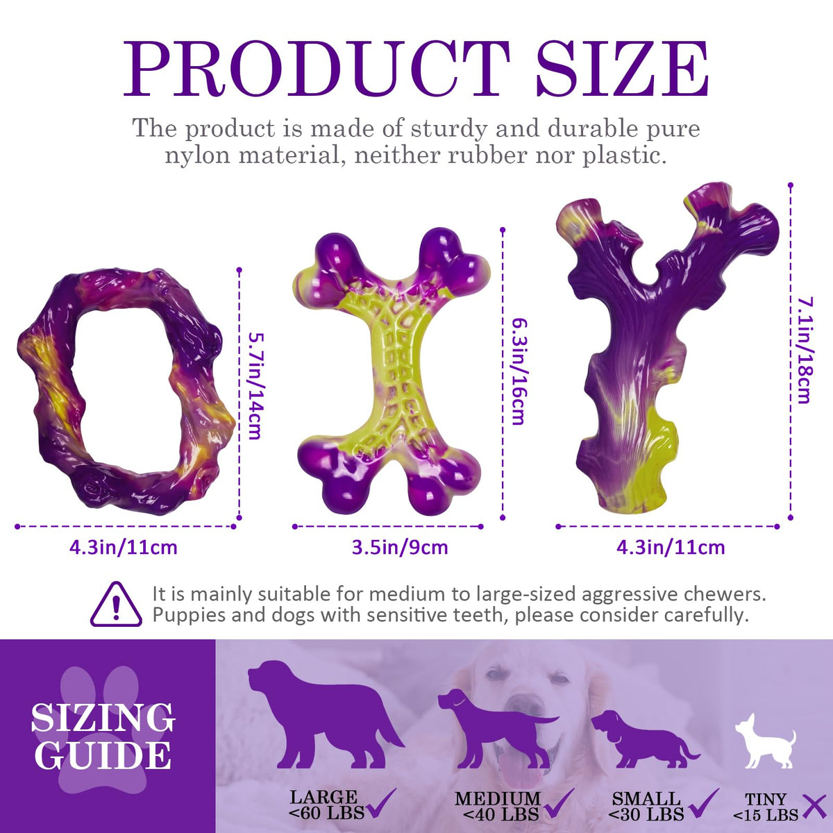 Frienhund Pet Toy in 3 Pack, Purple