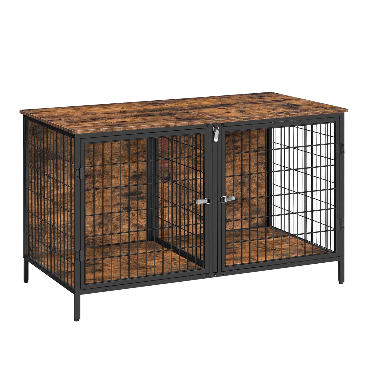 MAHANCRIS Animal Cage in 43.3"L x 21.7"W x 26.4"H, Rustic Brown