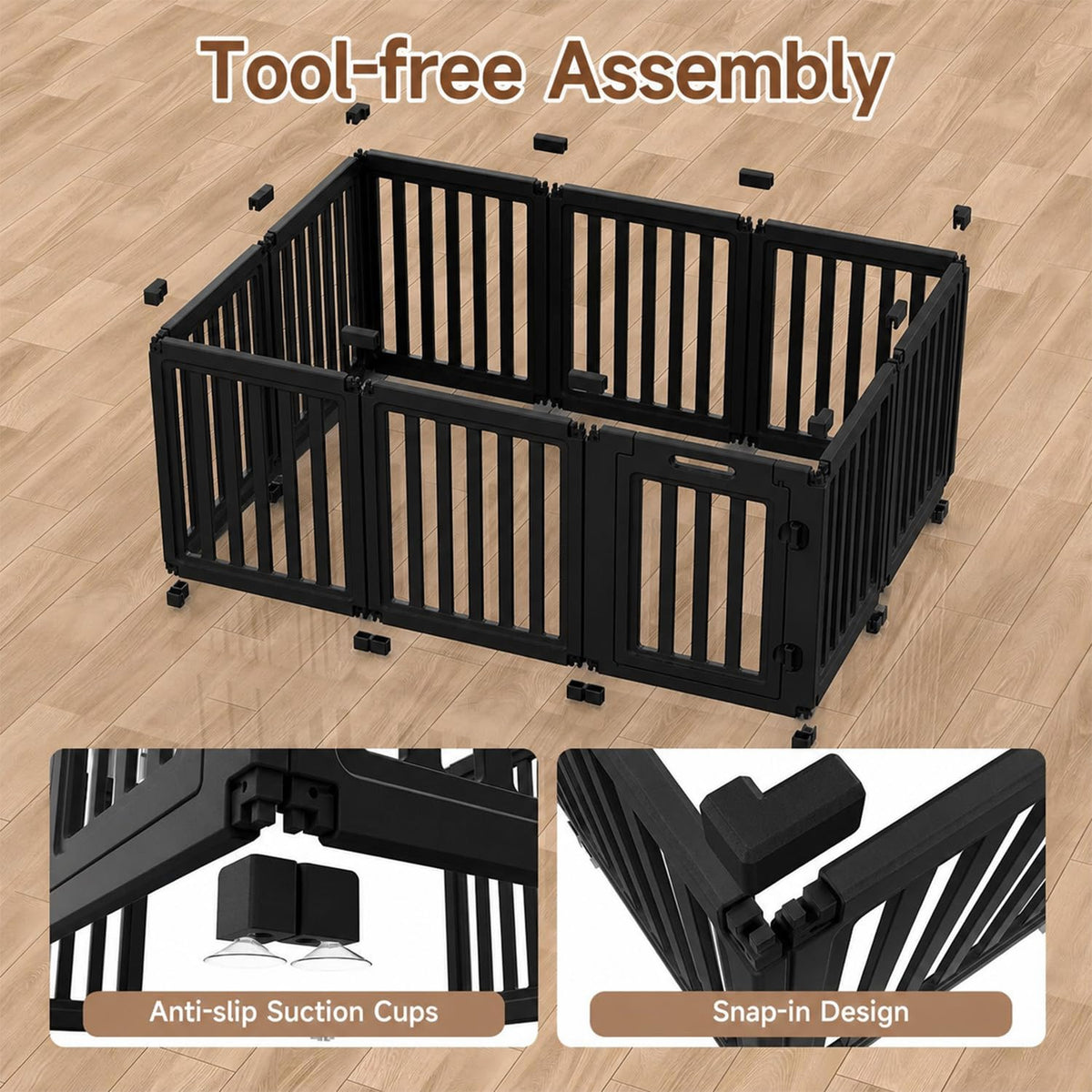 everfront Pet Playpen in 24", Black