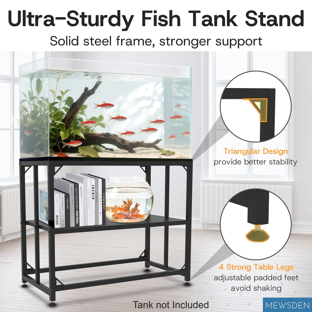 MEWSDEN Item Stand in (10 Gallon)24.8"x9.25", Black