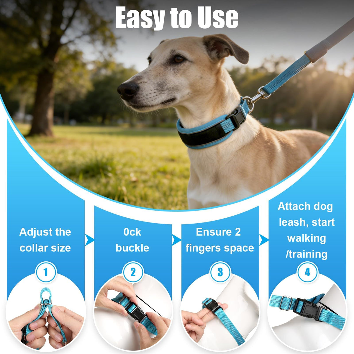 NozlaID Animal Collar in XL(23"-28"), Blue