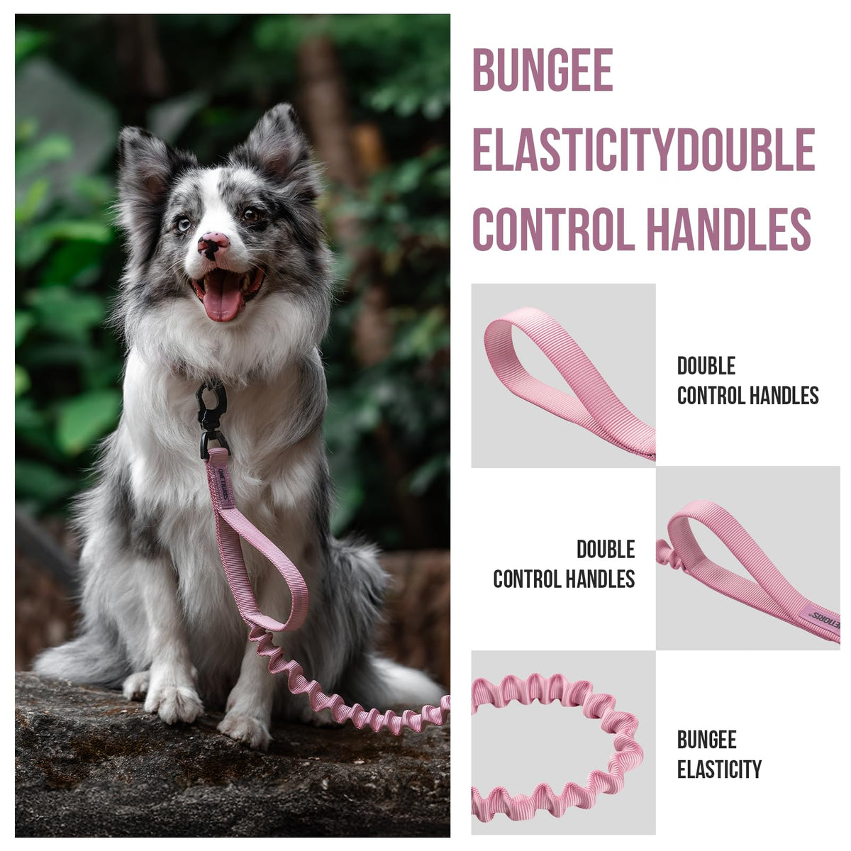 ONETIGRIS Leash in 85cm-118cm/33.5in-46.5in, Pink