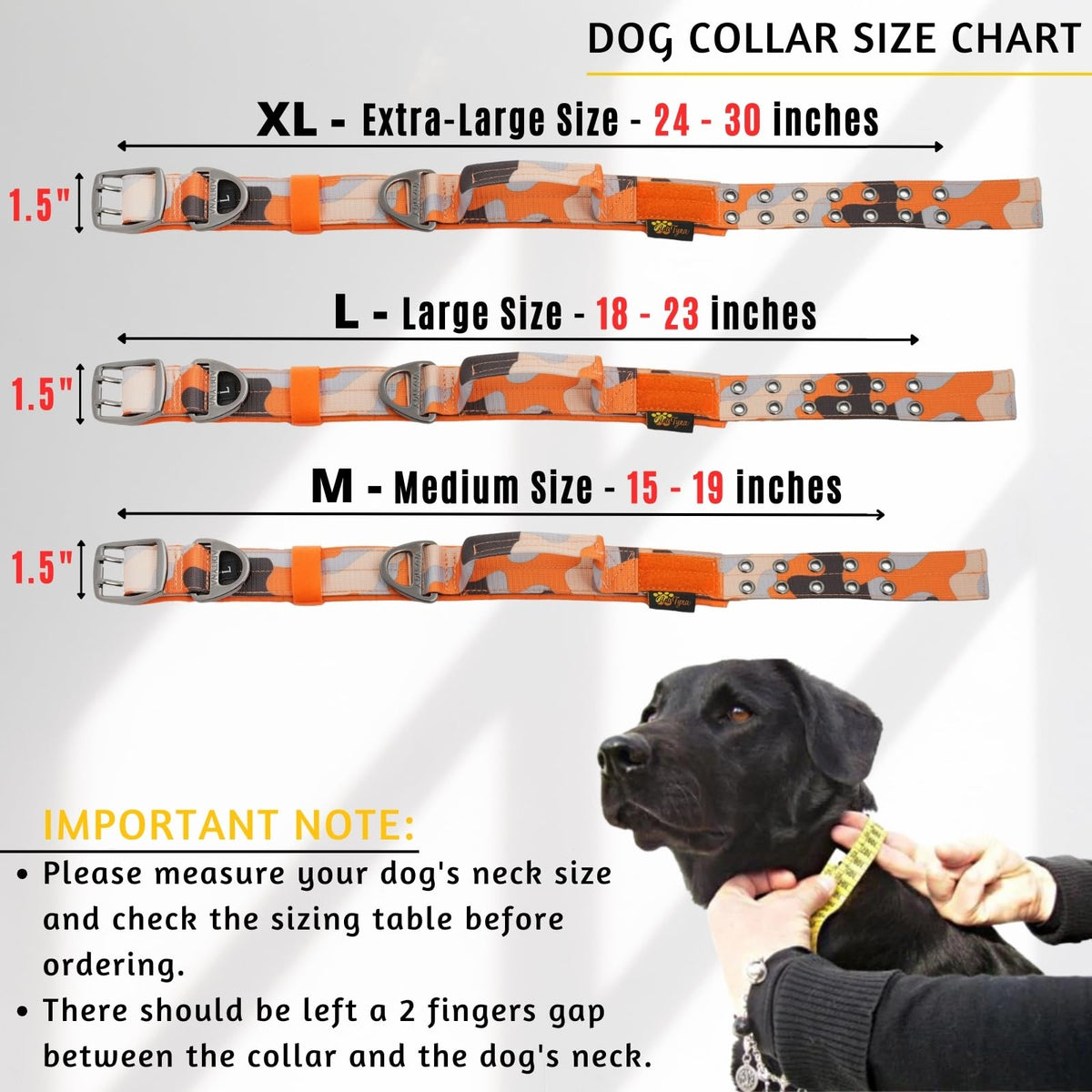ADITYNA Animal Collar in Extra-Large: Fit 24-30" Neck, Camo Orange