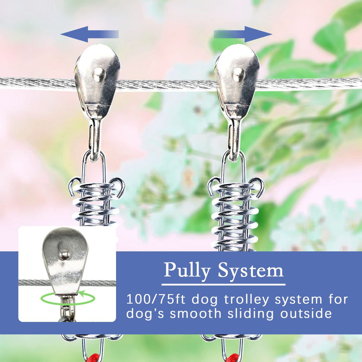 Snagle Paw Leash in 50ft run cable+10ft tie out cable, Red for 250lbs dogs