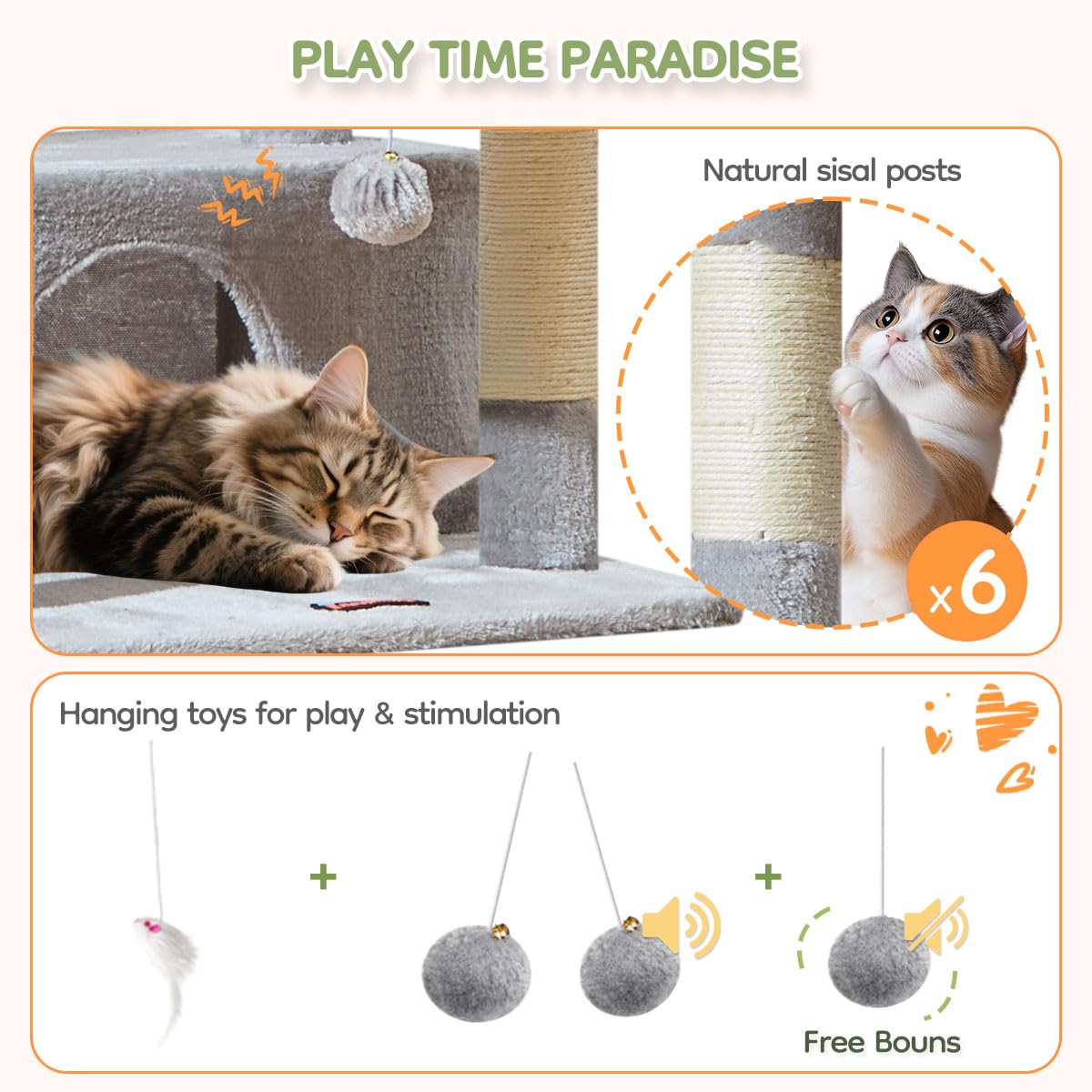 Taoqimiao Pet Activity Structure in 79 inch, Light Gray