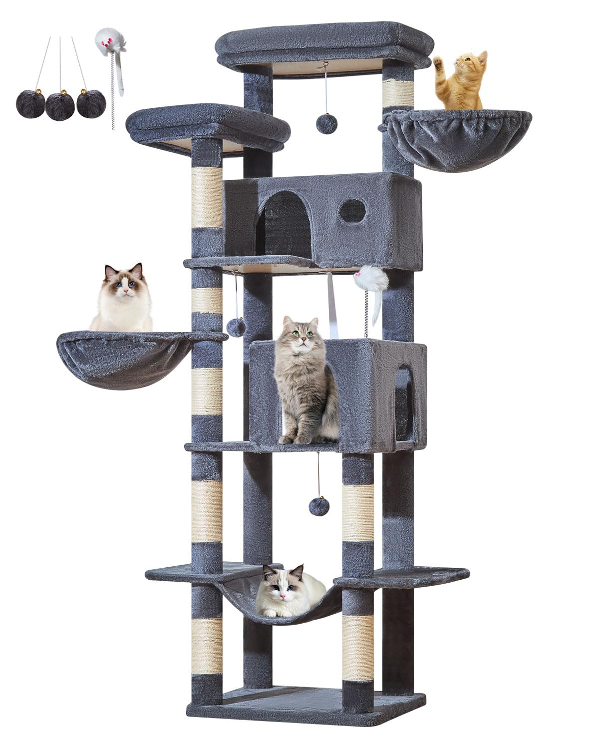 Taoqimiao Pet Activity Structure in 76 inch, Smoky Gray