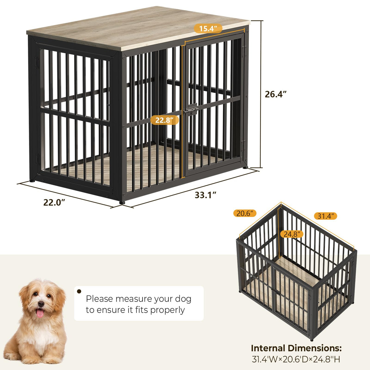 Lyromix Animal Cage in 33.1"L x 22.1"W x 26.0"H, Ancient gray