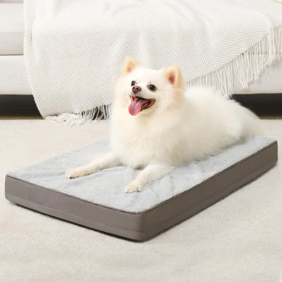 KSIIA Pet Bed Mat in 23.0"L x 17.0"W x 3.0"Th, Light Grey
