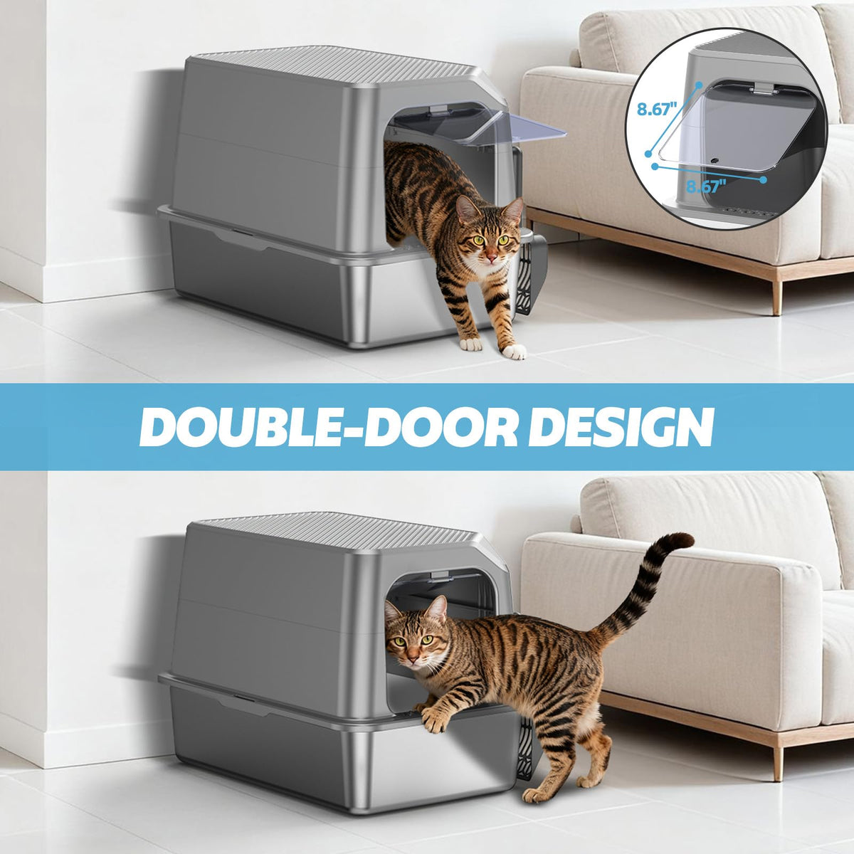 WoofiGo Litter Box in Extra Large, 14 - Light Gray (Pack of 1)