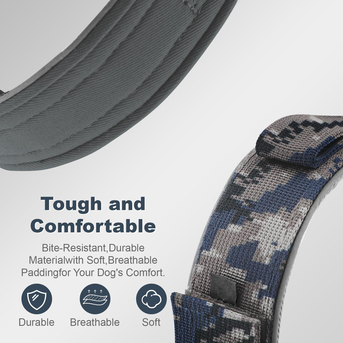 YaoTya Animal Collar in M(15"-18.5"), Camouflage Grey