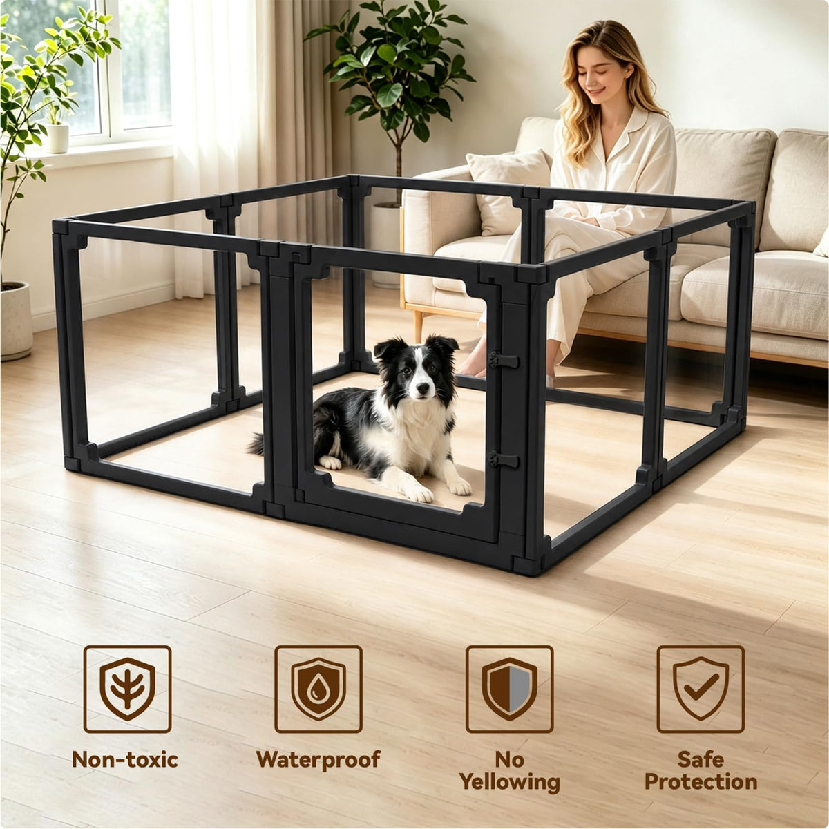 EVOTAILS Pet Playpen in 24", Black