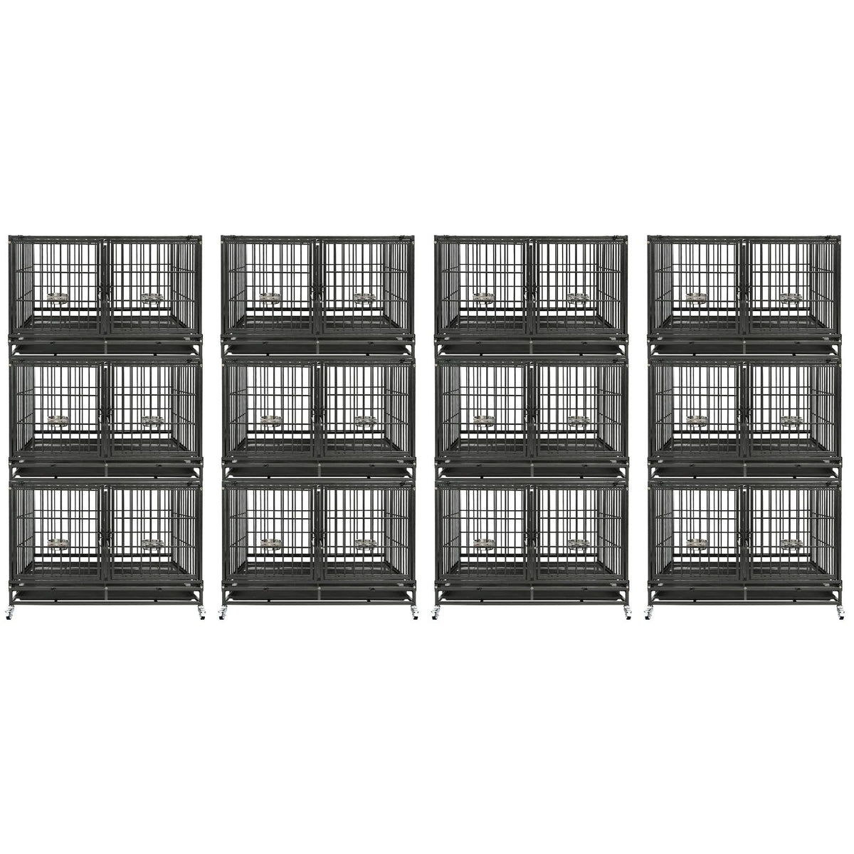 Homey Pet Animal Cage in 43.0"L - 3 Tiers - 4P, Black