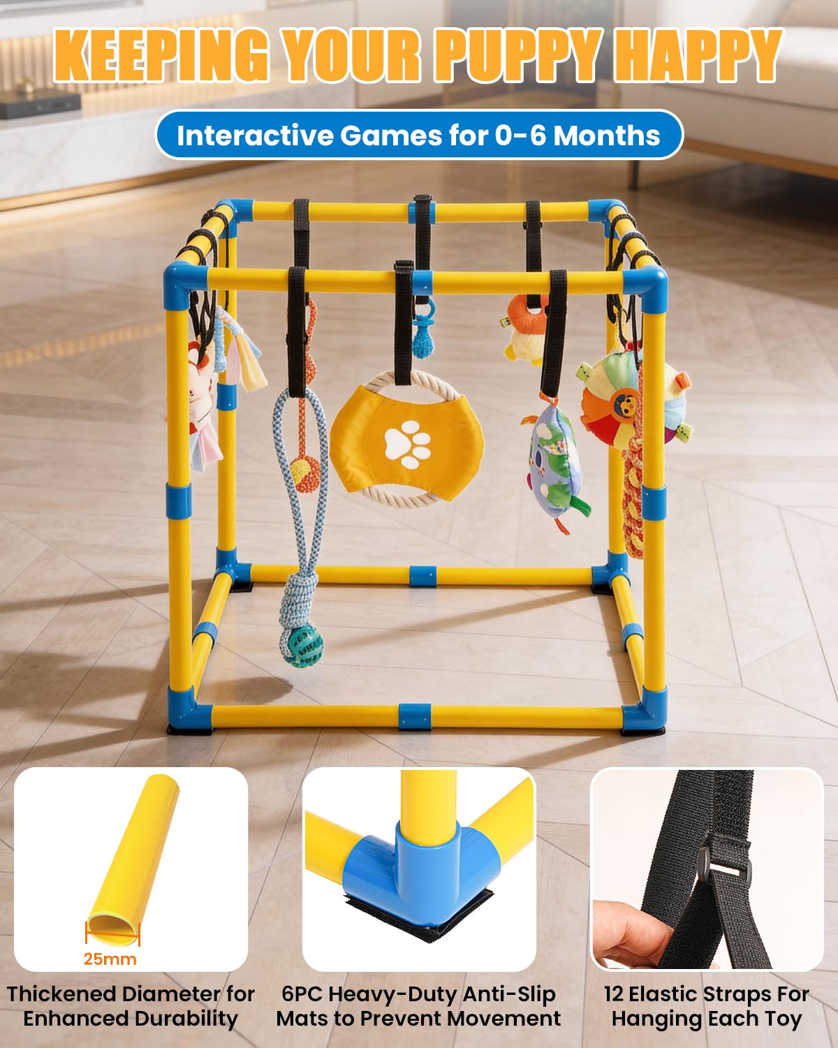 Grevigily Pet Toy in 23.6x15.7x15.7inch, Yellow + Blue