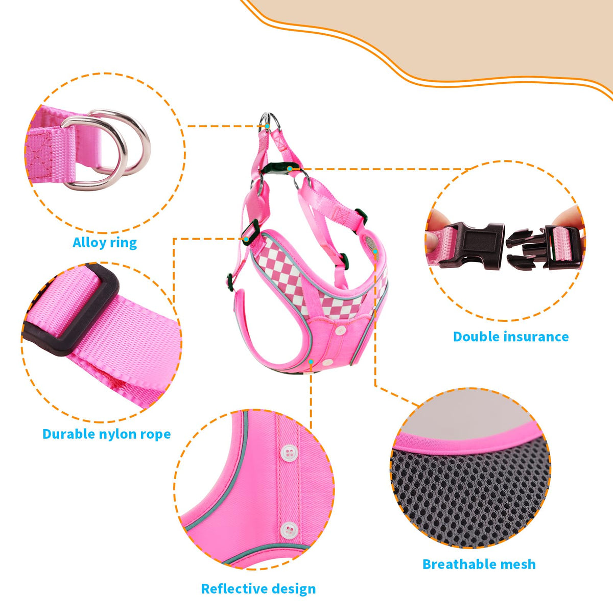 SAEGYPET Animal Harness in XS, Pink (denim)