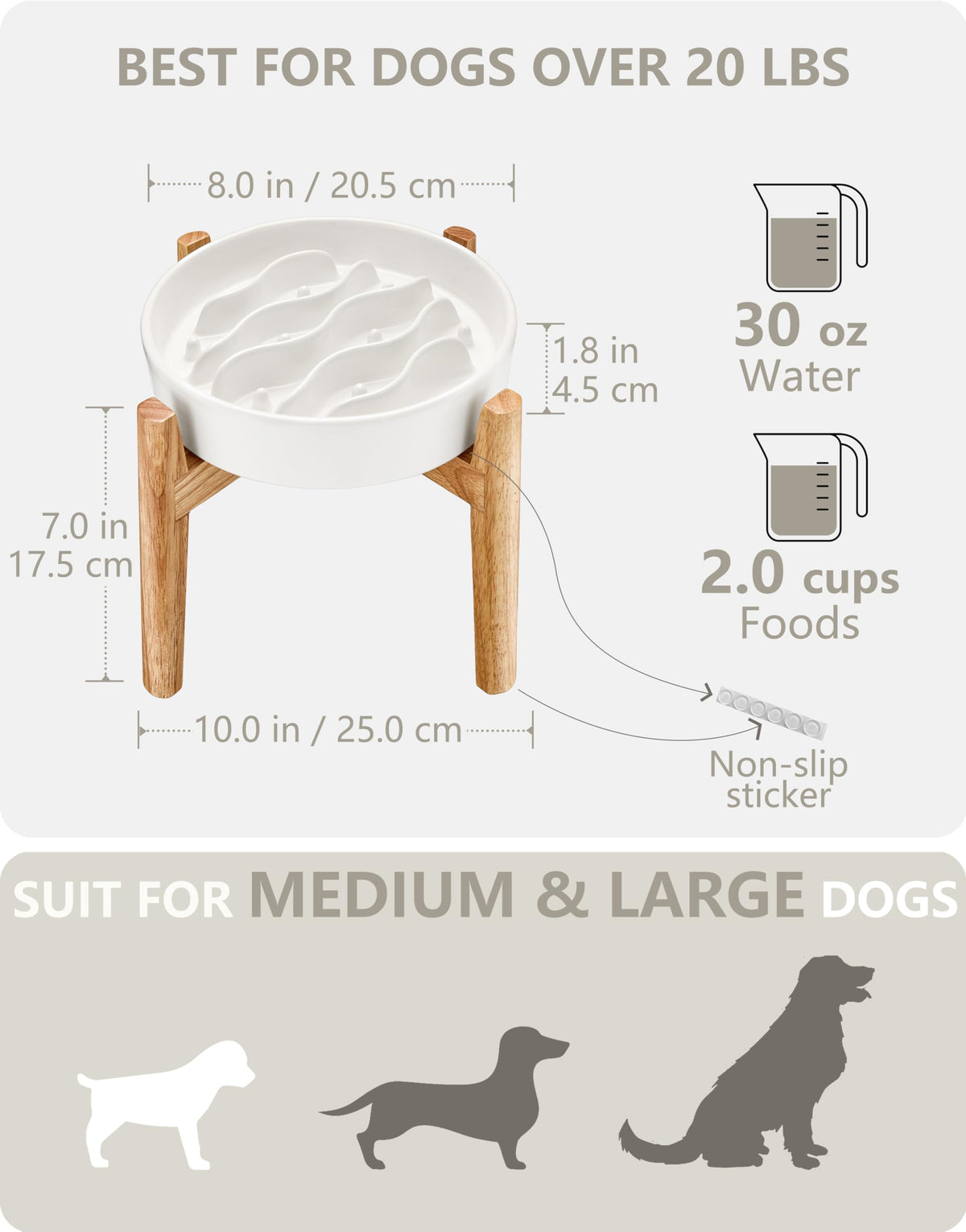 MOPANG Pet Feeder in 6 Inches, White + Stand