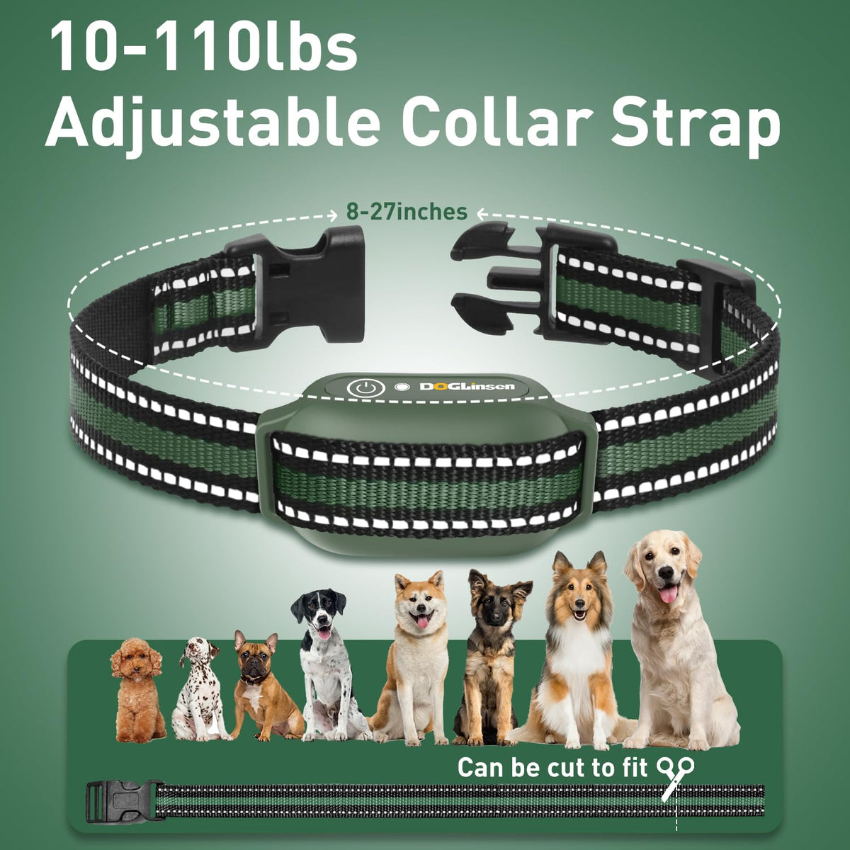 DOGLinsen Animal Collar in Adjustable, Green