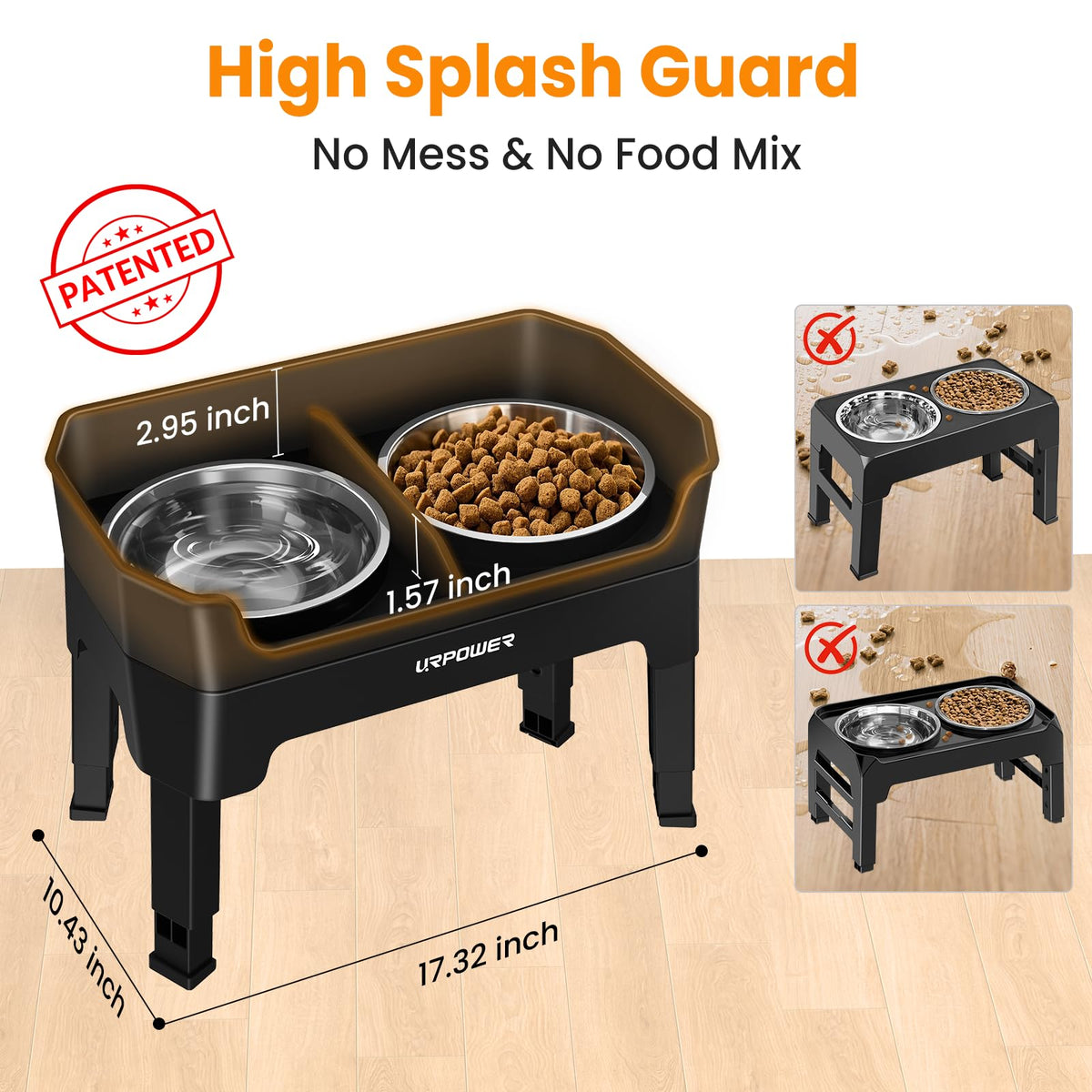 URPOWER Pet Feeder in Large, Black