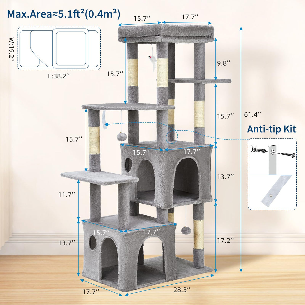 OUTLANE Pet Activity Structure in Light gray, Light Gray